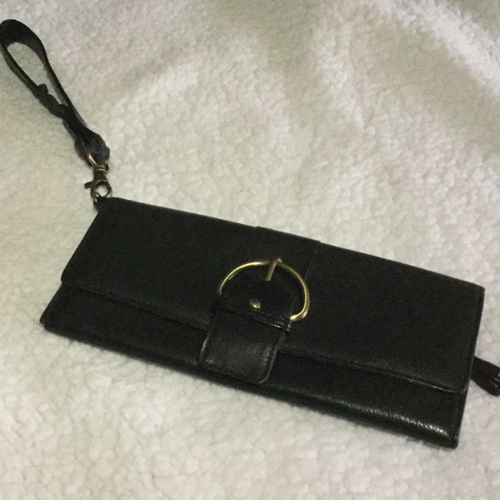 Clarks Soft Black Leather Wristlet